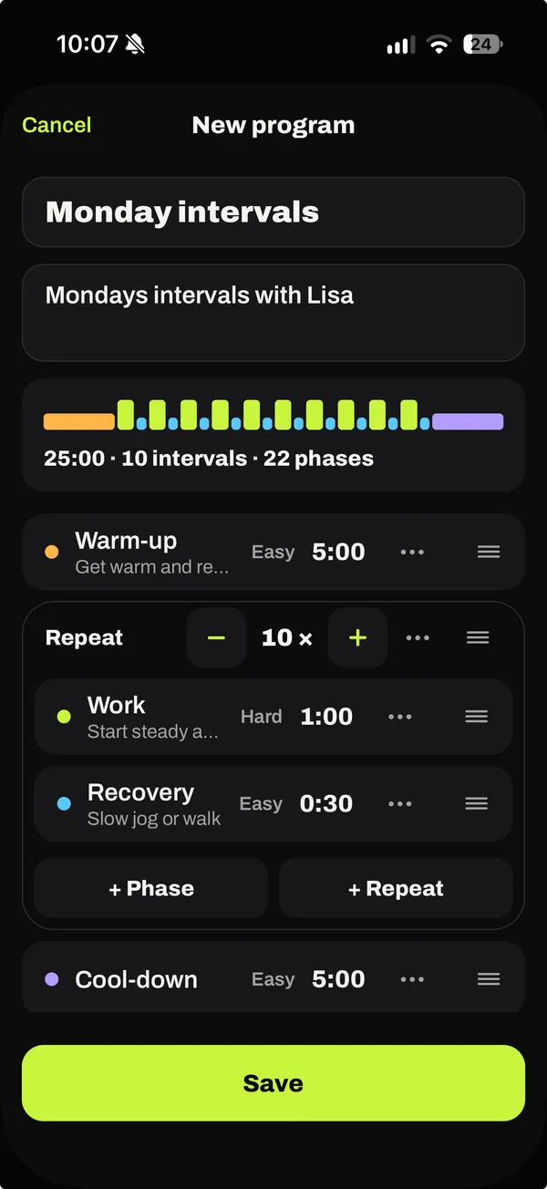 Building a custom interval program
