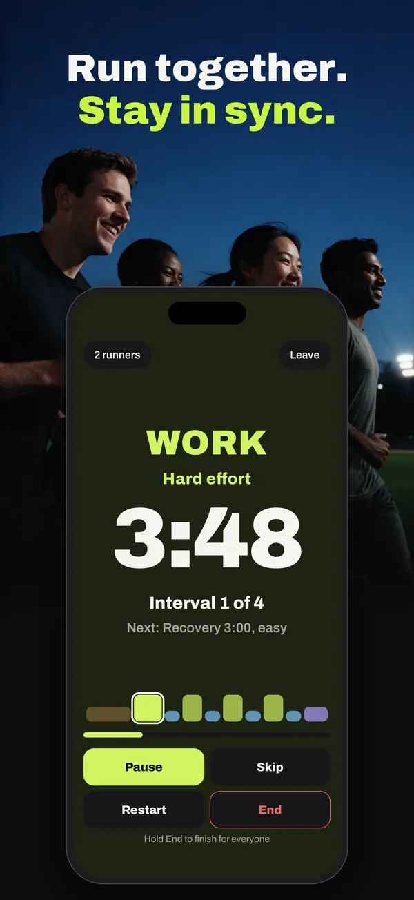 The workout screen counting down a work interval
